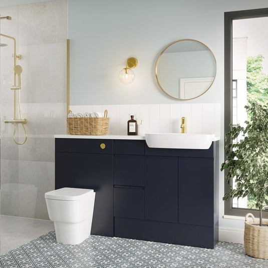 Ruby Chase 1542mm Basin / WC & 1 Door Unit Pack (LH) - Matt Indigo Blue - RUBY107108 - Envy Bathrooms Ltd