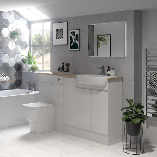 Ruby Chase 1542mm Basin / WC & 1 Door Unit Pack (RH) - Pearl Grey Gloss - RUBY107125 - Envy Bathrooms Ltd