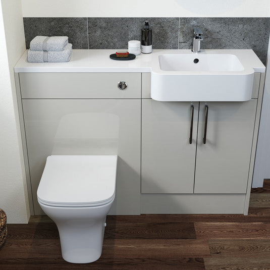 Ruby Cleo 1242mm Basin & WC Unit Pack (LH) - Light Grey Gloss - RUBY107015 - Envy Bathrooms Ltd