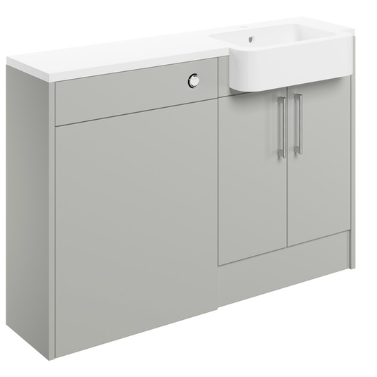 Ruby Cleo 1242mm Basin & WC Unit Pack (LH) - Light Grey Gloss - RUBY107015 - Envy Bathrooms Ltd