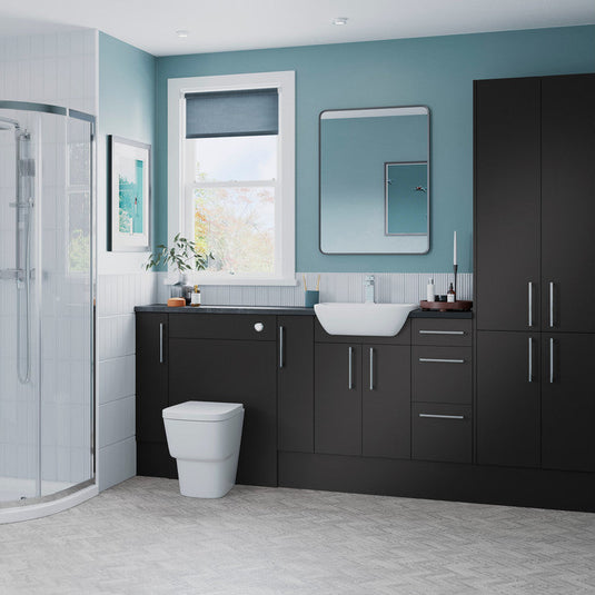 Ruby Cleo 1542mm Basin / WC & 1 Door Unit Pack (LH) - Matt Graphite Grey - RUBY107009 - Envy Bathrooms Ltd