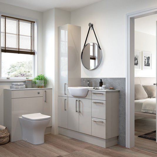 Ruby Cleo 1542mm Basin / WC & 1 Door Unit Pack (RH) - Light Grey Gloss - RUBY107017 - Envy Bathrooms Ltd