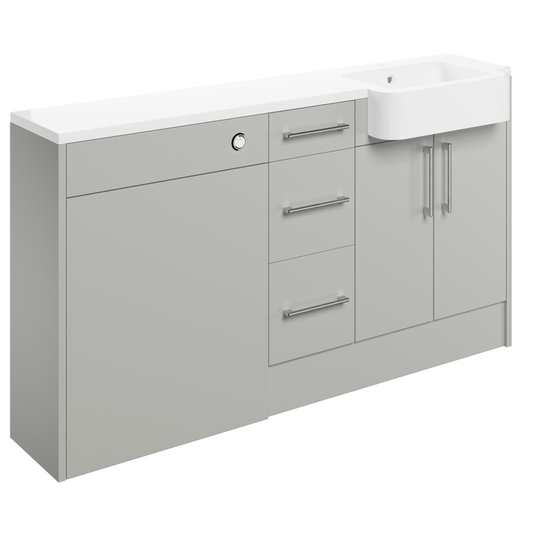Ruby Cleo 1542mm Basin / WC & 3 Drawer Unit Pack (LH) - Light Grey Gloss - RUBY107021 - Envy Bathrooms Ltd