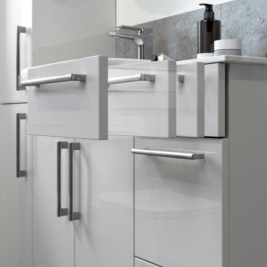 Ruby Cleo 1542mm Basin / WC & 3 Drawer Unit Pack (LH) - Light Grey Gloss - RUBY107021 - Envy Bathrooms Ltd