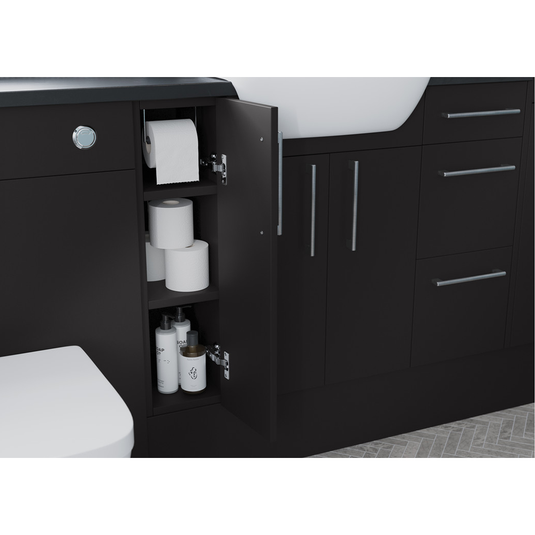 Ruby Cleo 1542mm Basin / WC & 3 Drawer Unit Pack (LH) - Matt Graphite Grey - RUBY107012 - Envy Bathrooms Ltd