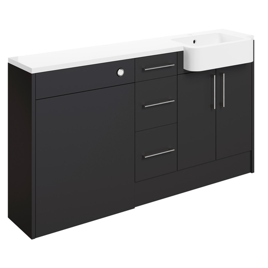 Ruby Cleo 1542mm Basin / WC & 3 Drawer Unit Pack (LH) - Matt Graphite Grey - RUBY107012 - Envy Bathrooms Ltd