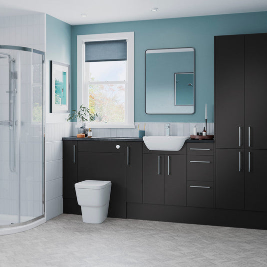 Ruby Cleo 1542mm Basin / WC & 3 Drawer Unit Pack (LH) - Matt Graphite Grey - RUBY107012 - Envy Bathrooms Ltd