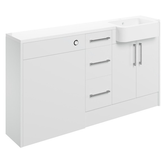 Ruby Cleo 1542mm Basin / WC & 3 Drawer Unit Pack (LH) - White Gloss - RUBY107039 - Envy Bathrooms Ltd