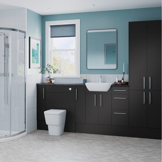Ruby Cleo 1542mm Basin / WC & 3 Drawer Unit Pack (RH) - Matt Graphite Grey - RUBY107011 - Envy Bathrooms Ltd