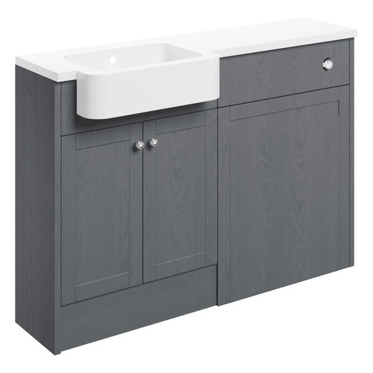 Ruby Cookie 1242mm Basin & WC Unit Pack (RH) - Grey Ash - RUBY107042 - Envy Bathrooms Ltd