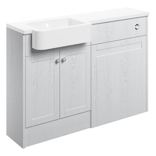 Ruby Cookie 1242mm Basin & WC Unit Pack (RH) - Satin White Ash - RUBY107078 - Envy Bathrooms Ltd