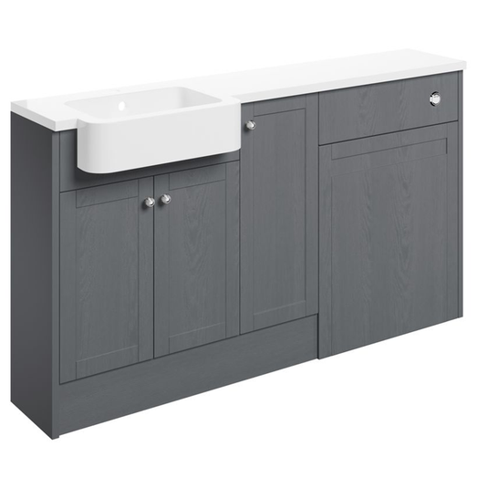 Ruby Cookie 1542mm Basin / WC & 1 Door Unit Pack (RH) - Grey Ash - RUBY107045 - Envy Bathrooms Ltd