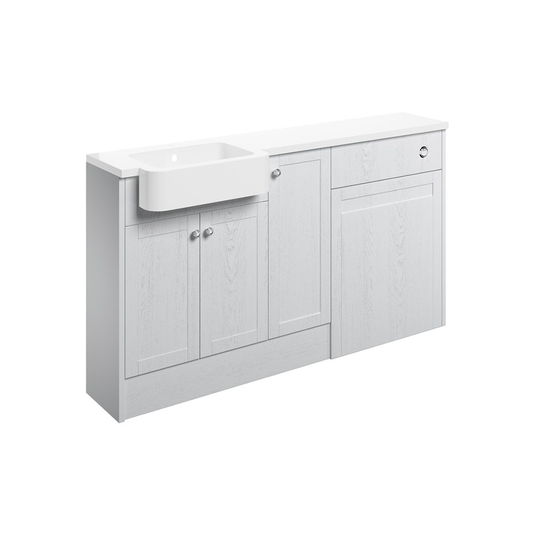 Ruby Cookie 1542mm Basin / WC & 1 Door Unit Pack (RH) - Satin White Ash - RUBY107081 - Envy Bathrooms Ltd