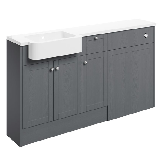 Ruby Cookie 1542mm Basin / WC & 1 Drawer 1 Door Unit Pack (RH) - Grey Ash - RUBY107048 - Envy Bathrooms Ltd