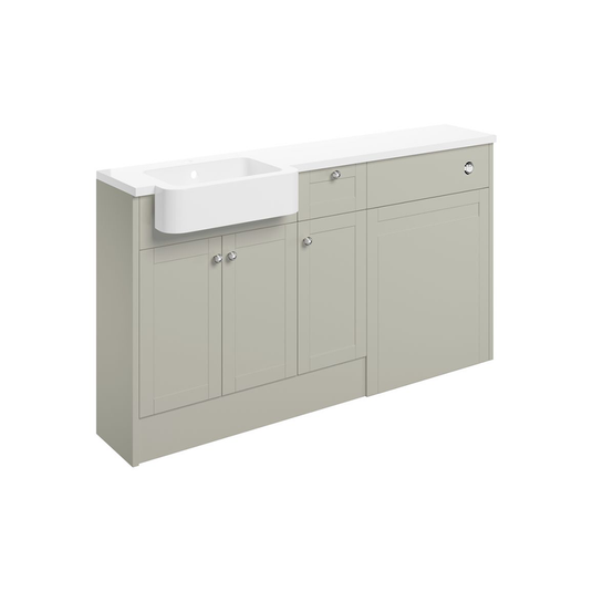 Ruby Cookie 1542mm Basin / WC & 1 Drawer 1 Door Unit Pack (RH) - Matt Latte - RUBY107066 - Envy Bathrooms Ltd