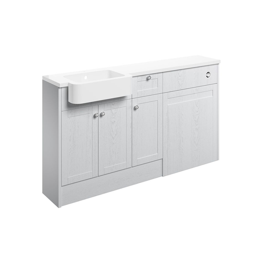 Ruby Cookie 1542mm Basin / WC & 1 Drawer 1 Door Unit Pack (RH) - Satin White Ash - RUBY107084 - Envy Bathrooms Ltd