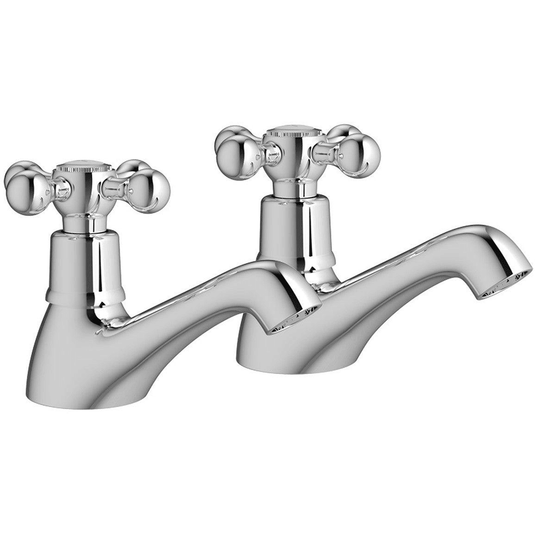 Ruby Copper Basin Pillar Taps - Chrome - RUBY105751 - Envy Bathrooms Ltd