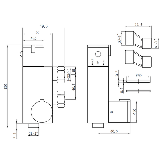 Ruby Douche Valve - RUBY106798 - Envy Bathrooms Ltd