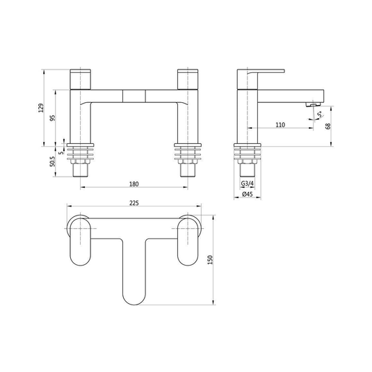 Ruby Duke Bath Filler - Chrome - RUBY105791 - Envy Bathrooms Ltd