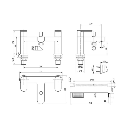 Ruby Duke Bath/Shower Mixer & Bracket - Chrome - RUBY105792 - Envy Bathrooms Ltd