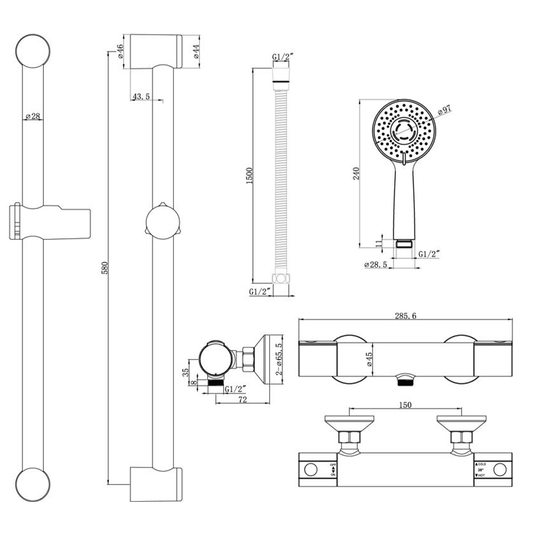 Ruby Ember Cool-Touch Thermostatic Bar Mixer Shower - Chrome - RUBY105587 - Envy Bathrooms Ltd