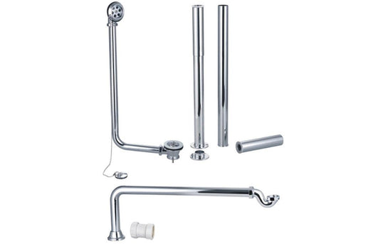 Ruby Exposed Bath Plug & Chain Waste With Pipe Shrouds - Chrome - RUBY4153 - Envy Bathrooms Ltd