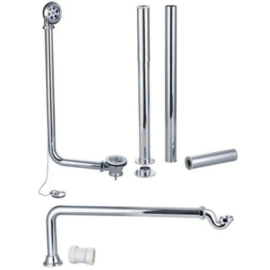 Ruby Exposed Bath Plug & Chain Waste With Pipe Shrouds - Chrome - RUBY4153 - Envy Bathrooms Ltd
