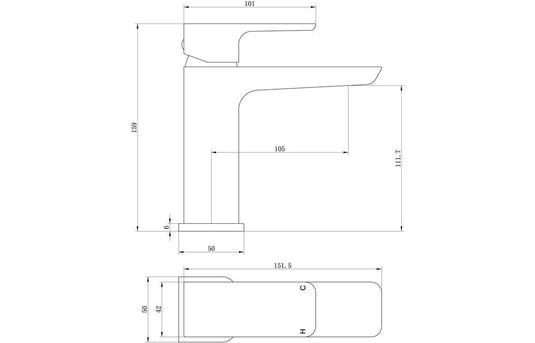 Ruby Ghost Basin Mixer & Waste - Brushed Brass - RUBY105807 - Envy Bathrooms Ltd