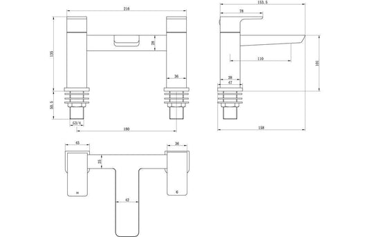 Ruby Ghost Bath Filler - Brushed Brass - RUBY105809 - Envy Bathrooms Ltd