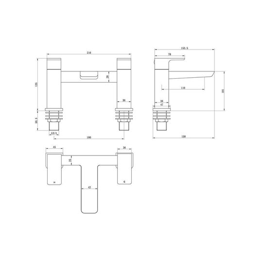Ruby Ghost Bath Filler - Brushed Brass - RUBY105809 - Envy Bathrooms Ltd