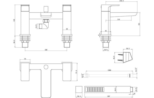 Ruby Ghost Bath/Shower Mixer - Brushed Brass - RUBY105810 - Envy Bathrooms Ltd