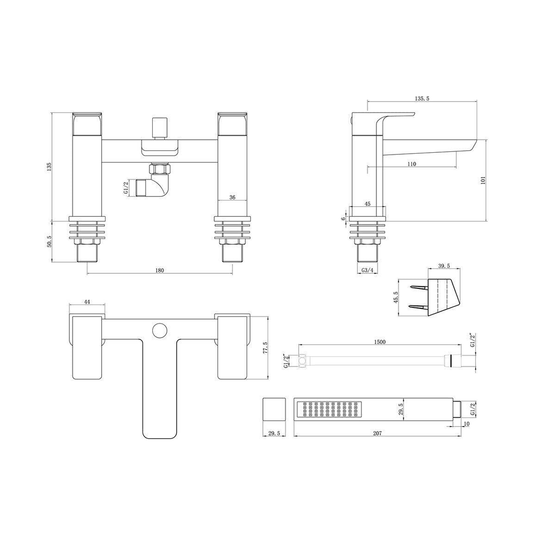 Ruby Ghost Bath/Shower Mixer - Brushed Brass - RUBY105810 - Envy Bathrooms Ltd