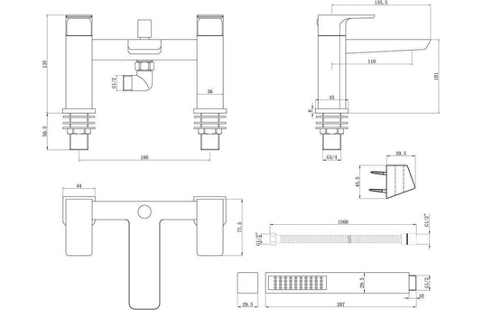 Ruby Ghost Bath/Shower Mixer - Chrome - RUBY105729 - Envy Bathrooms Ltd