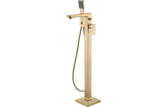 Ruby Ghost Floor Standing Bath/Shower Mixer - Brushed Brass - RUBY105811 - Envy Bathrooms Ltd