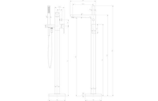 Ruby Ghost Floor Standing Bath/Shower Mixer - Brushed Brass - RUBY105811 - Envy Bathrooms Ltd