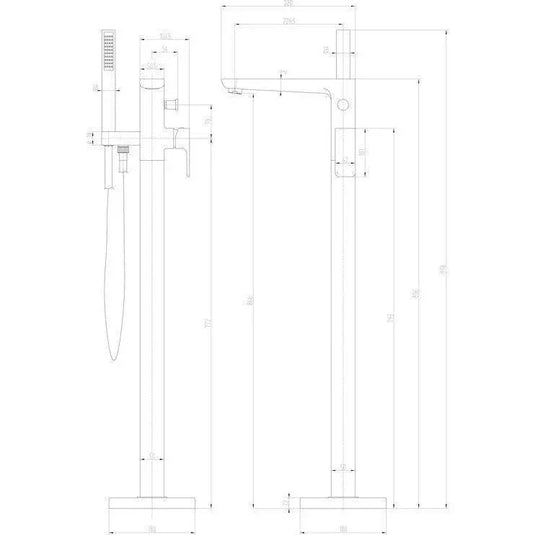 Ruby Ghost Floor Standing Bath/Shower Mixer - Matt Black - RUBY105798 - Envy Bathrooms Ltd