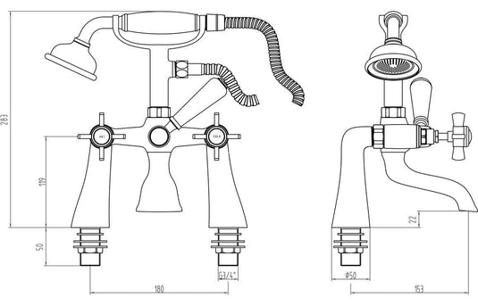 Ruby Harry Bath/Shower Mixer - Chrome - RUBY105732 - Envy Bathrooms Ltd