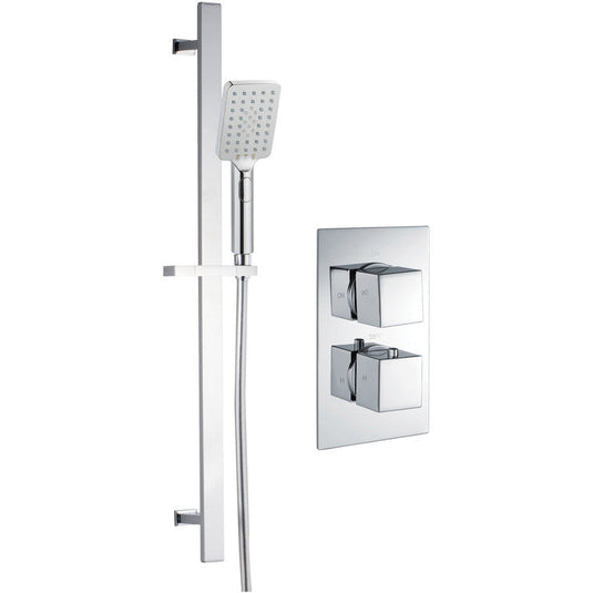 Ruby Hazel Shower Pack One - Single Outlet Twin Shower Valve w/Riser Kit - Chrome - RUBY105894 - Envy Bathrooms Ltd