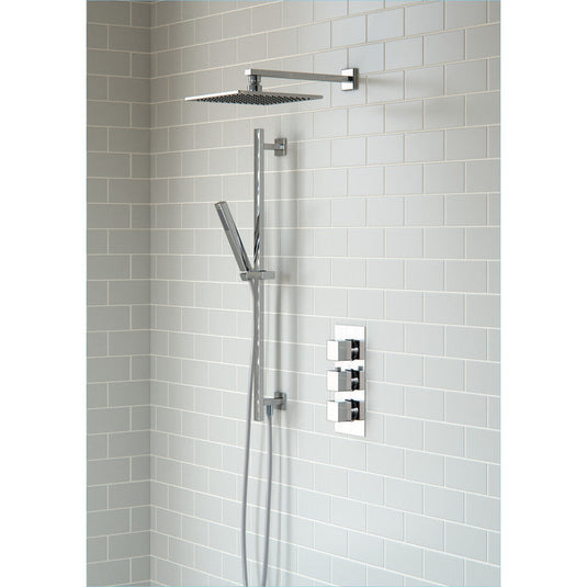 Ruby Hazel Shower Pack Three - Two Outlet Triple Shower Valve w/Riser & Overhead Kit - Chrome - RUBY105896 - Envy Bathrooms Ltd