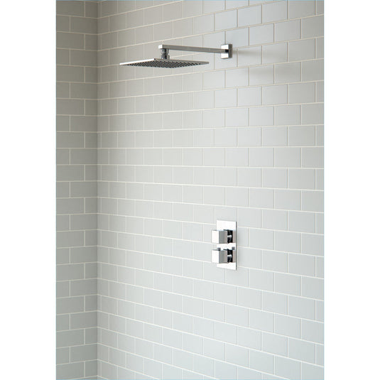 Ruby Hazel Shower Pack Two - Single Outlet Twin Shower Valve w/Overhead - Chrome - RUBY105895 - Envy Bathrooms Ltd