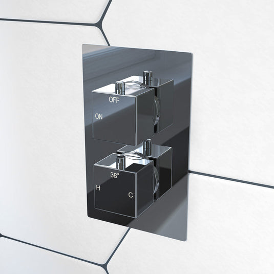 Ruby Hazel Thermostatic Single Outlet Twin Shower Valve - Chrome - RUBY105839 - Envy Bathrooms Ltd