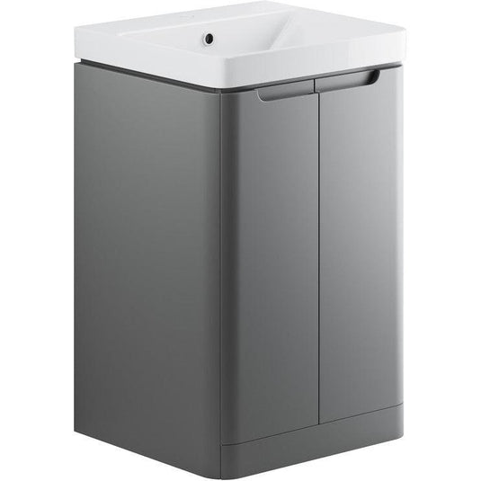 Ruby Honey 500mm 2 Door Floor Standing Cloakroom Basin Unit - Matt Grey - RUBY96040 - Envy Bathrooms Ltd