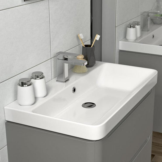 Ruby Honey 500mm 2 Drawer Wall Hung Cloakroom Basin Unit - Matt Grey - RUBY96037 - Envy Bathrooms Ltd
