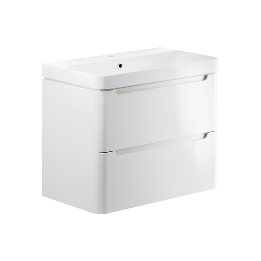 Ruby Honey 800mm 2 Drawer Wall Hung Basin Unit - White Gloss - RUBY96048 - Envy Bathrooms Ltd