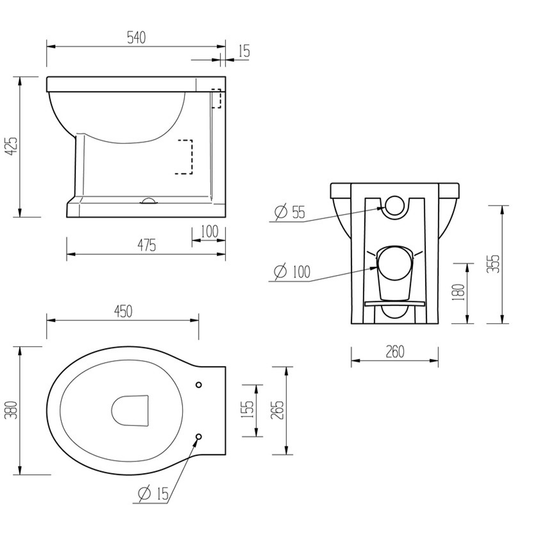 Ruby Ivy Back To Wall WC & Satin White Wood Effect Seat - RUBY1903