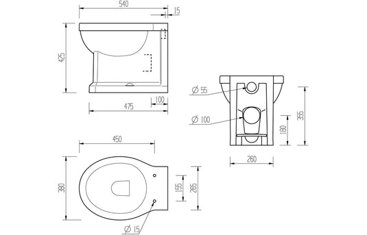 Ruby Ivy Back To Wall WC & Satin White Wood Effect Seat w/Brushed Brass Finishes - RUBY108453 - Envy Bathrooms Ltd