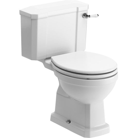 Ruby Ivy Close Coupled WC & Satin White Wood Effect Seat - RUBY1899 - Envy Bathrooms Ltd