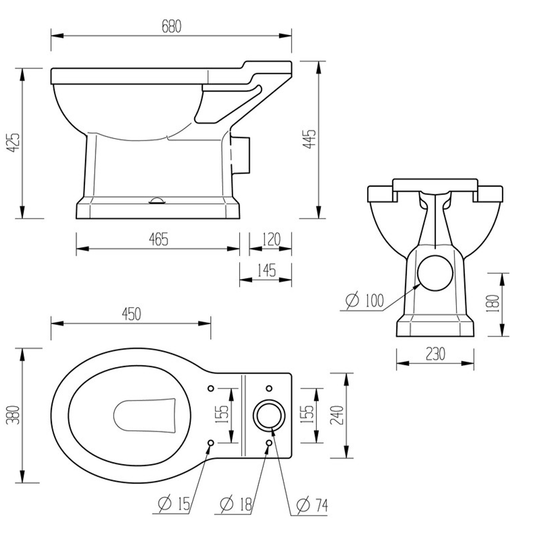 Ruby Ivy Close Coupled WC & Satin White Wood Effect Seat - RUBY1899 - Envy Bathrooms Ltd