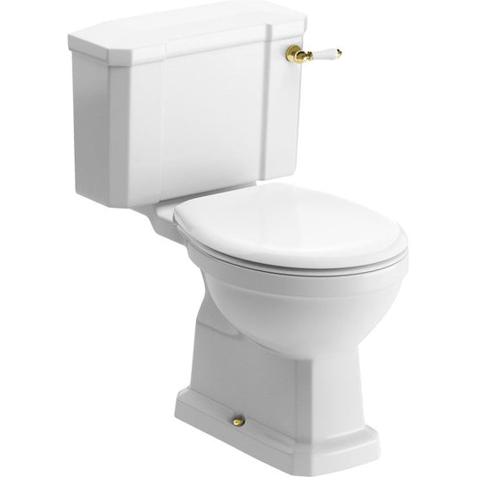 Ruby Ivy Close Coupled WC & Soft Close Seat w/Brushed Brass Finishes - RUBY106870 - Envy Bathrooms Ltd