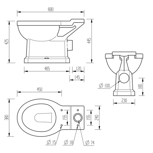 Ruby Ivy Close Coupled WC & Soft Close Seat w/Brushed Brass Finishes - RUBY106870